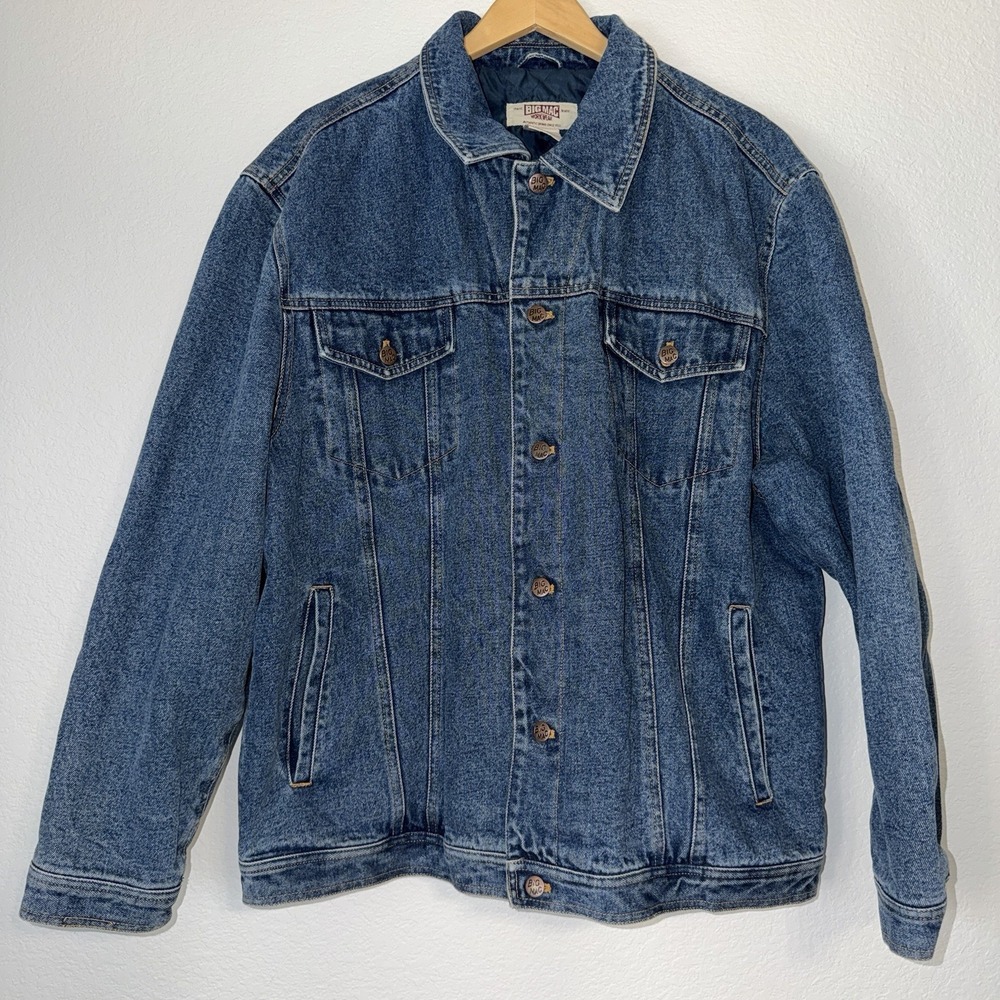 Vtg 90s Big Mac Workwear XL Quilted Lined Denim Jacket Insulated Trucker Coat